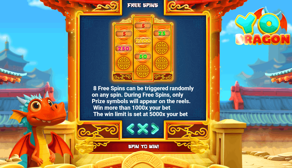 Rodadas Grátis do Yo Dragon – rolos preenchidos com Símbolos Prize